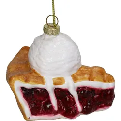 Christbaumschmuck Glas 8cm Kirschkuchen mit Eis Kugeln Weihnachtsbaum Anhänger Weihnachten Christbaumanhänger Weihnachtsbaumschmuck Bordeaux