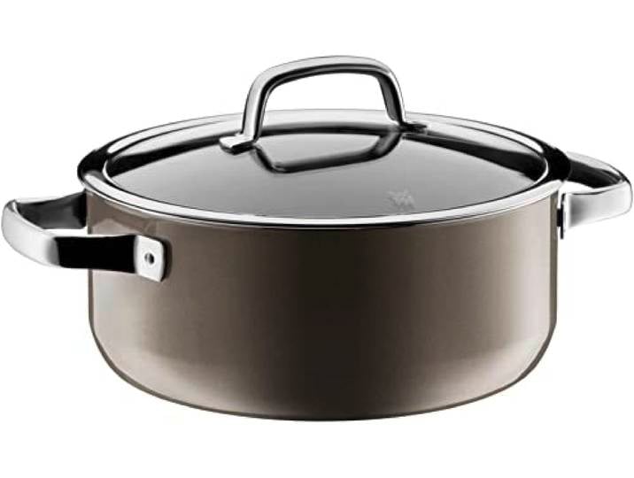 WMF Fusiontec Mineral Kochtopf groß 24cm, Glasdeckel, Bratentopf Induktion 4,4l, High-Tech Keramik, kratzfest, braun