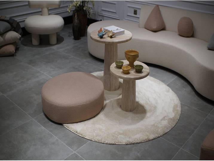 JVmoebel Couchtisch Runder beiger Beistelltisch aus Holz für das Wohnzimmer