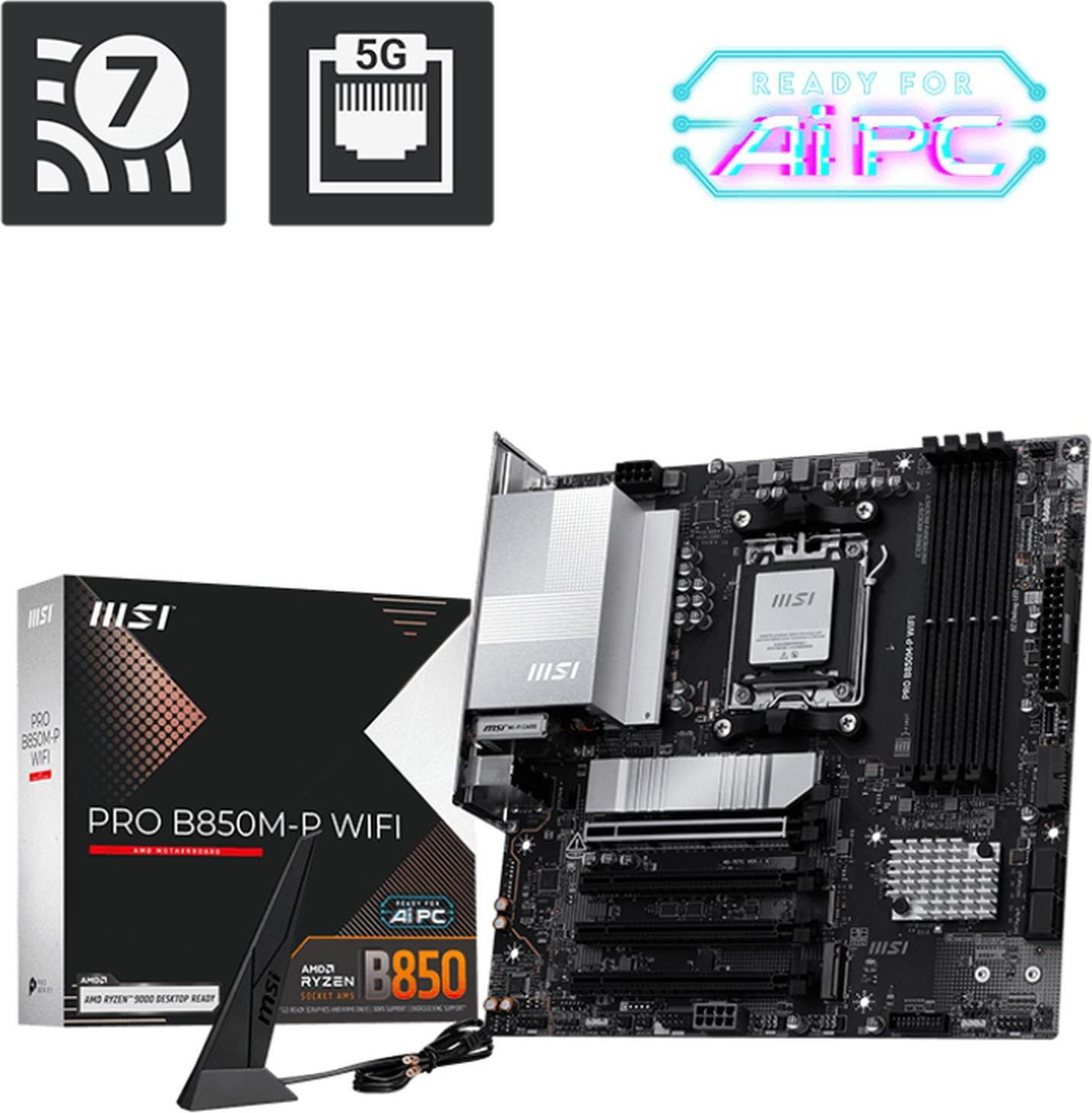 MSI PRO B850M-P WIFI AMD B850 Socket AM5 micro ATX moederbord