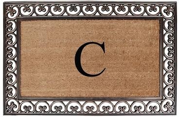 A1 Home Collections Rubber Coir Classic Paisley Border Monogrammed Welcome Entrance Doormat