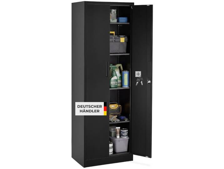 Aktenschrank Brandon, Magnetverschluss, verstellbare Böden - schwarz
