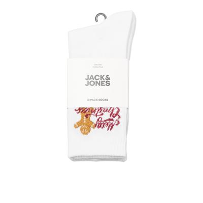 Freizeitsocken JACK & JONES "JACXMAS TENNIS SOCKS 3 PACK", Herren, weiß (weiß pack:weiß, weiß), Baumwollmischung, gemustert, Socken, Weihnachten; Baumwollmischung