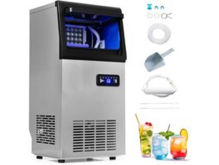 Machine a Glacons avec Écran GIANTEX Générateur de Glaçons 50kg par Jour avec Minuterie 24h Stockage 11kg 36 Cubes en 13 Min