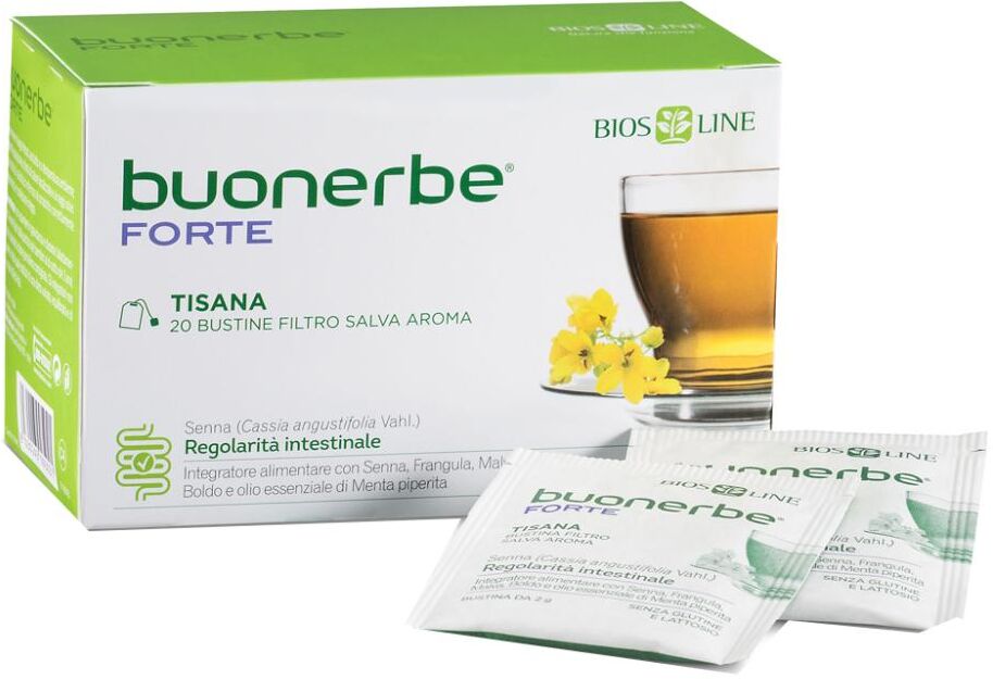 BIOS LINE SpA Buonerbe Tisana Forte 20 Bustine - Integratore Alimentare a Base di Piante per la Regolarità Intestinale