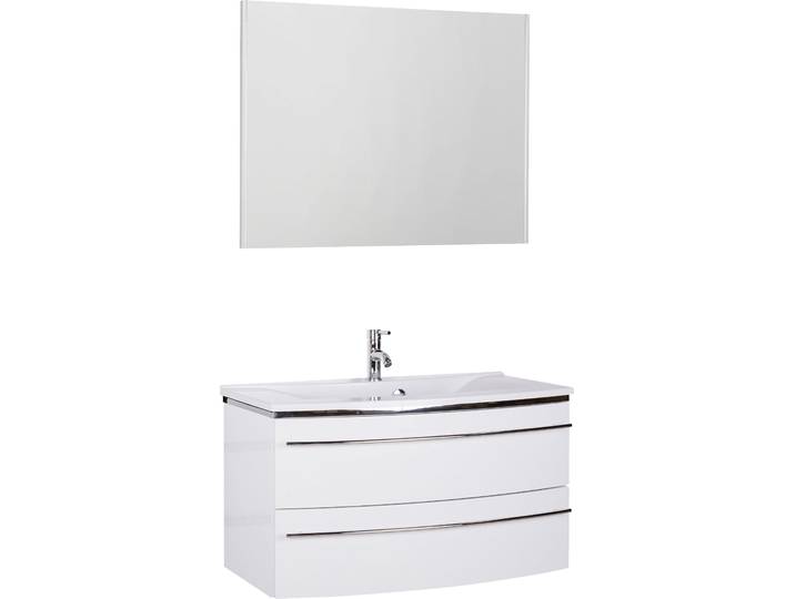 Badmöbel-Set SAPHIR 3040 , weiss (weiß glanz, weiß glanz), B:90cm, Kastenmöbel-Sets, Badmöbel-Set, Breite 90 cm