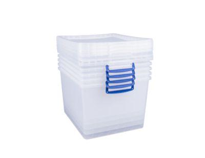 Really Useful Boxes Aufbewahrungsboxen, transparent, mit Deckel, 33,5L, 5 Stück