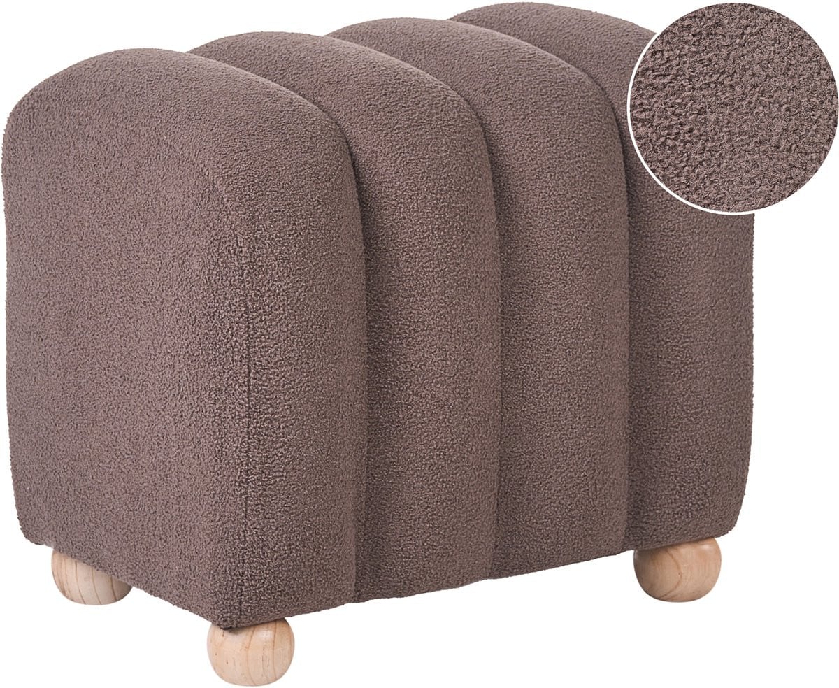 Beliani Poef Bruin Bouclé