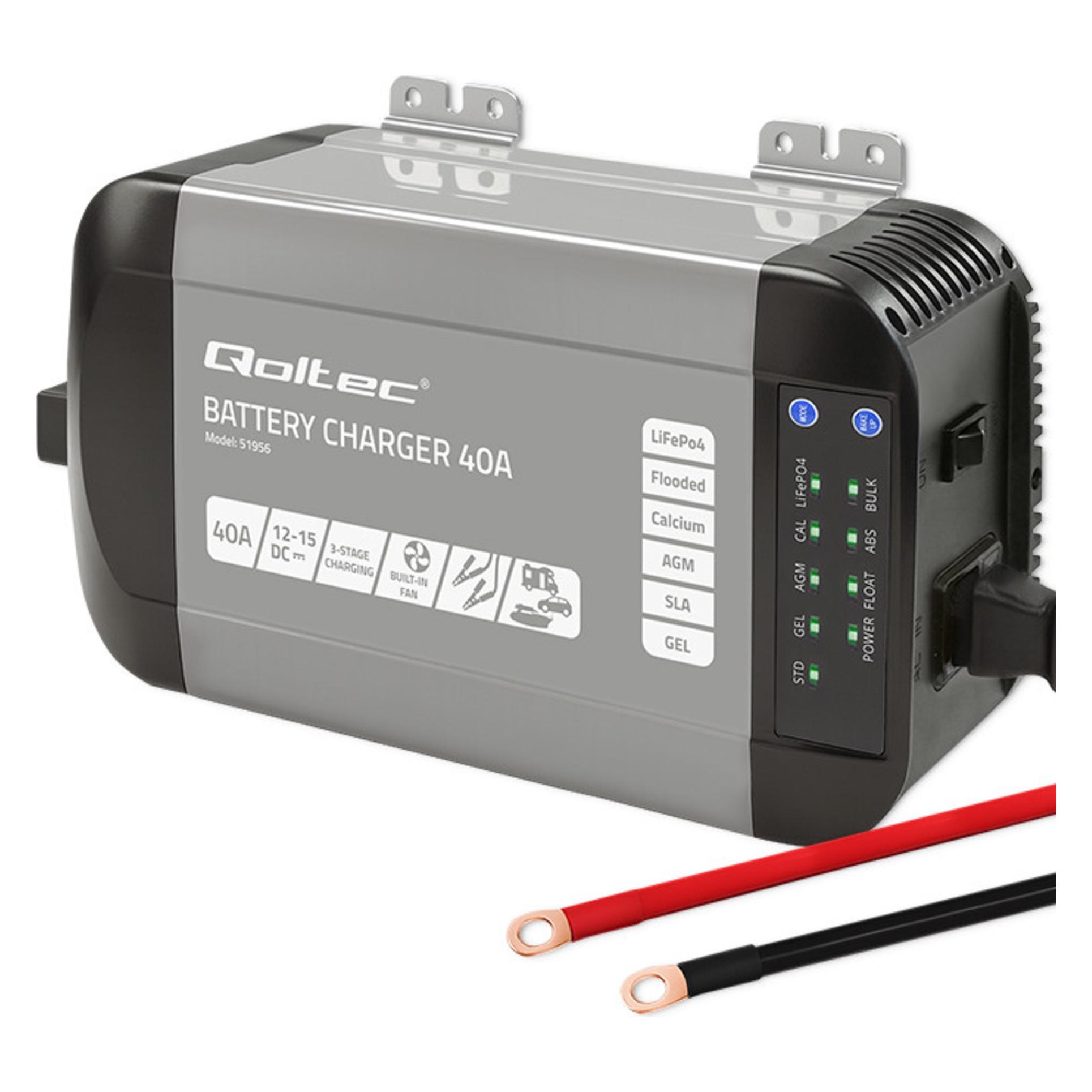 Qoltec ładowarka Do Akumulatorów Lifepo4 Agm Gel Sla | 40a | 12v (40 A, 12V) (51956)