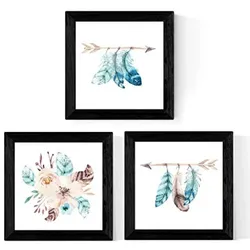 POSTER Set Mit 3 Illustration Aquarell 20X20cm Rahmenlos