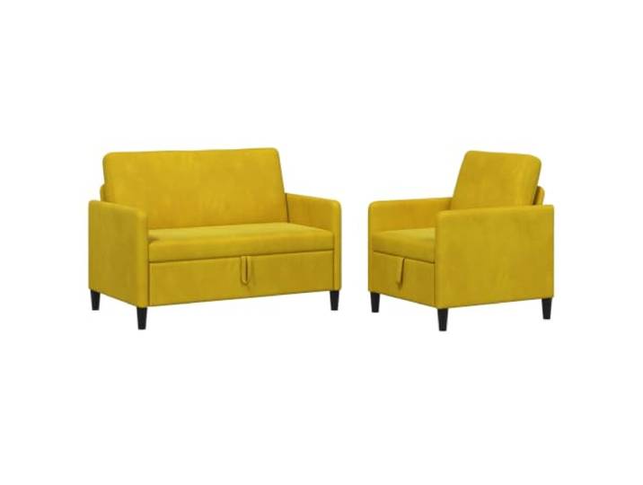 Makastle Sofa Couch mit Stauraum 2er Set Gelb Polyester
