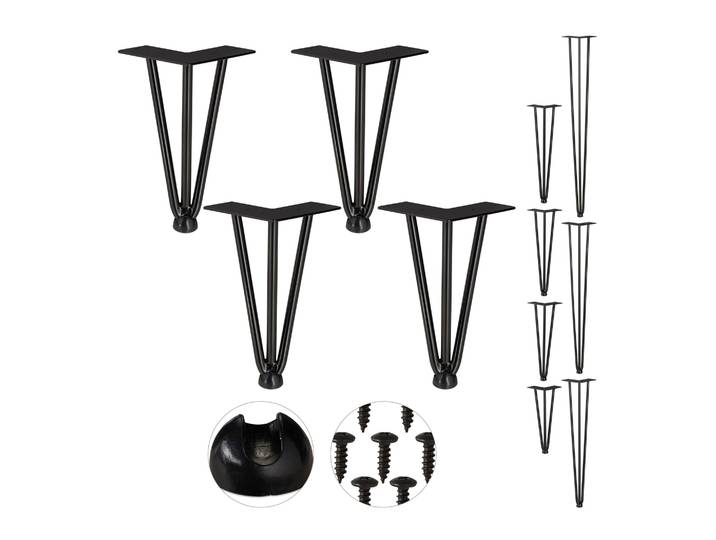 Hairpin Legs mit 3 Streben 4er-Set 20 cm Schwarz