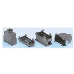 Harting Han 16B Hood Top Entry M40, Elektronikkabel + Stecker, Grau