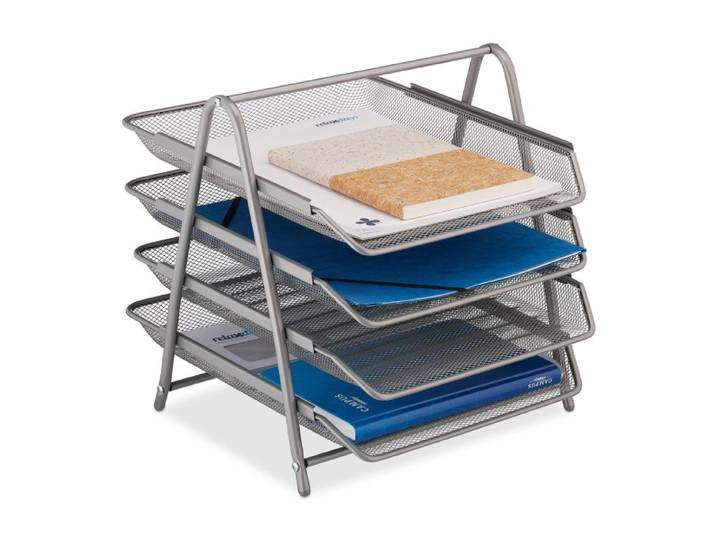 Relaxdays Porte-documents en métal avec 4 niveaux