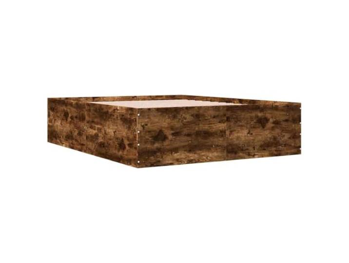 KTHLBRH Bettgestell Eiche Rauch 150 x 200 cm aus mehrschichtigem Holz Lattenrost inklusive, modernes Design, optimale Unterstützung, 203 x 153 x 45 cm