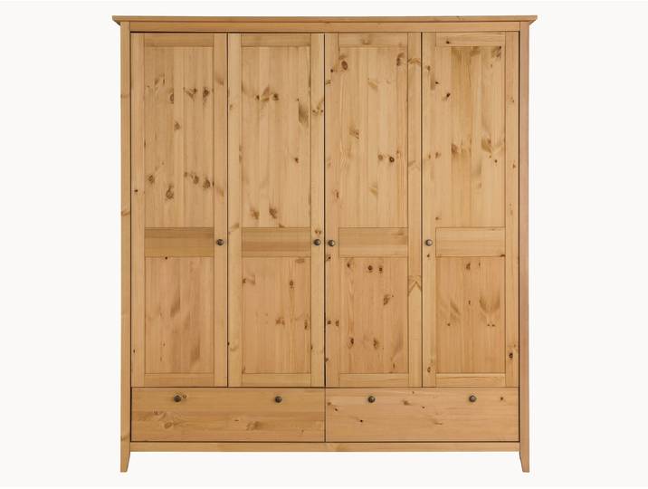 Drehtüren-Kleiderschrank Tusa - 4-türig - weiß-gewachst