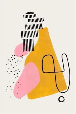 Uplift Essentials Mid Century Abstract Brush Stroke Art Minimalist Orange Watercolor Canvas Modern Wall Painting For Living Room style 6 20x28 In