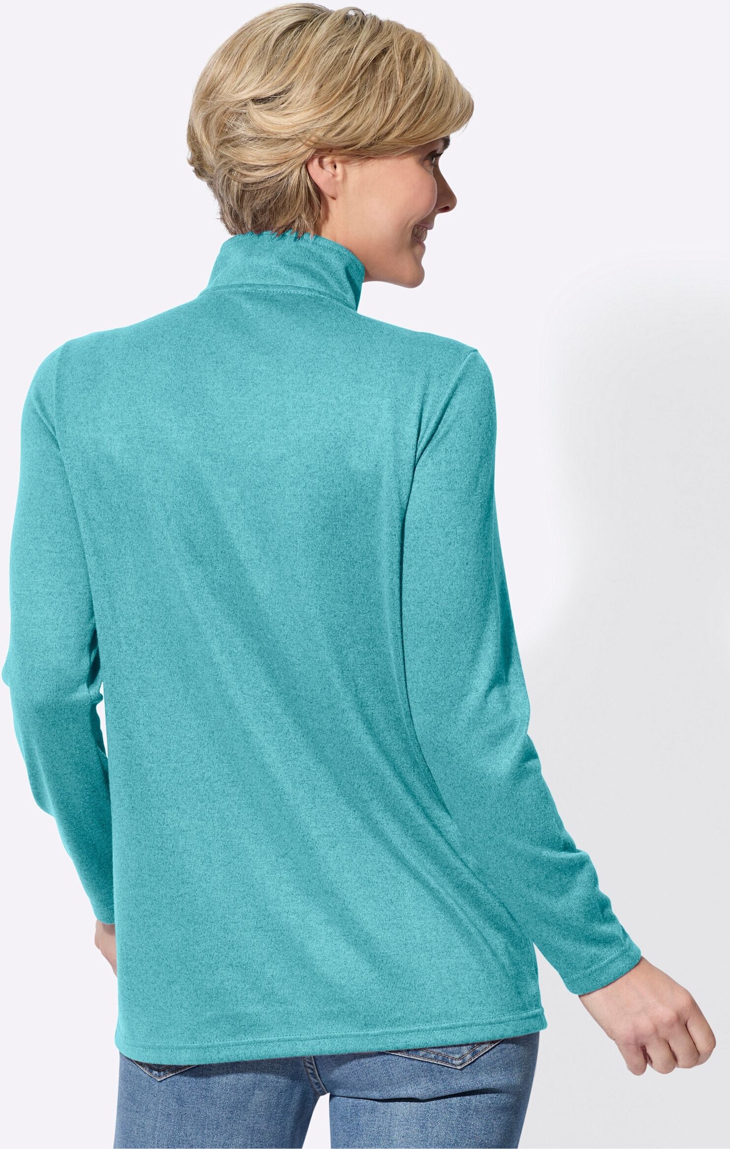 Longshirt WITT "Longshirt Longshirt", Damen, Gr. 36, blau (ozean, meliert), Basic, Shirts Longshirt