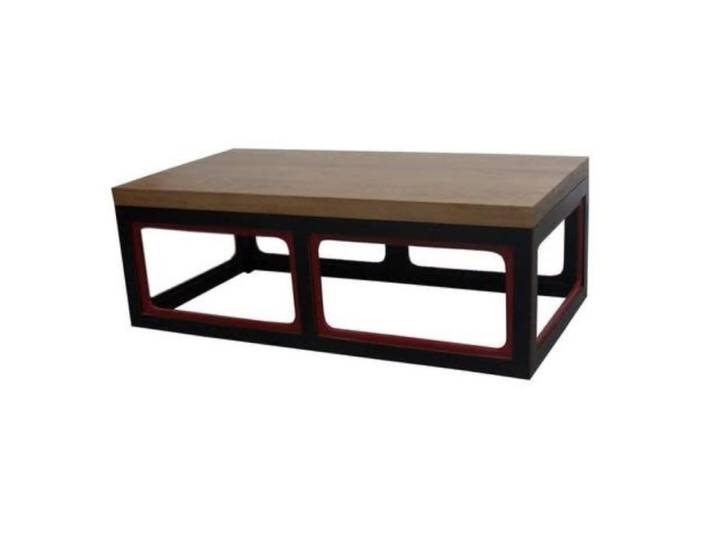 Fine Asianliving Table Basse Chinoise en Bois Noire et Rouge L 130 x P 65 x H 45 cm