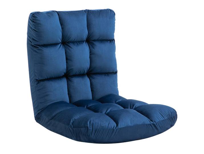 Homcom Bodenstuhl Bodensessel mit verstellbarer Rückenlehne Bodensofa Blau, Metall, 71x53.5x55 cm, Wohnzimmer, Sessel, Polstersessel