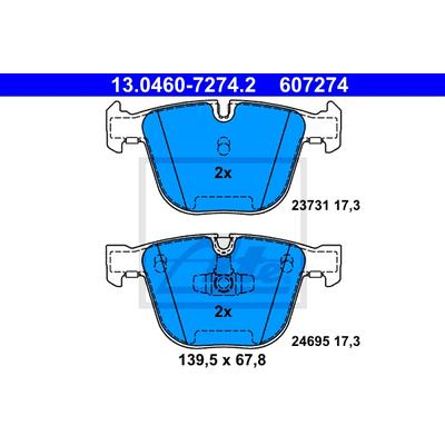 ATE Bremsensatz, Scheibenbremse Bremsensatz-Hinterachse IJF141GE10 Hinterachse belüftet 345mm 24mm für BMW