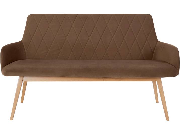 Sitzbank HOME AFFAIRE Brest , braun (braun, eiche farbe), B:160cm H:88cm T:60cm, Polyester, Sitzbänke, Sitzbank, Sitz und Rücken gepolstert, mit Rautensteppung, Breite 160 cm