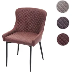 Einzelst�ck | Esszimmerstuhl HWC-H79, Küchenstuhl Lehnstuhl Stuhl, Vintage Metall ~ Stoff/Textil braun
