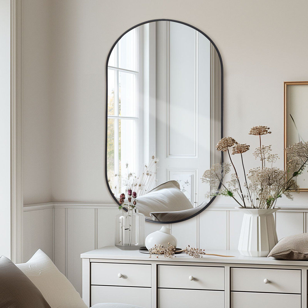 Fairmont Park Oval Wall Mirror Black 90cm H x 60cm W