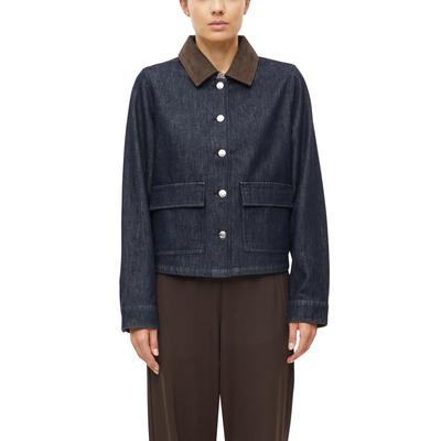 Jeansjacke S.OLIVER, Damen, Gr. 36, weiß, neutral, Denim/Jeans, Obermaterial: 100% Baumwolle, meliert, bequem hüftbedeckend, Rundhals, Jacken Jeansjacke, mit Cord-Kragen und Knopfleiste
