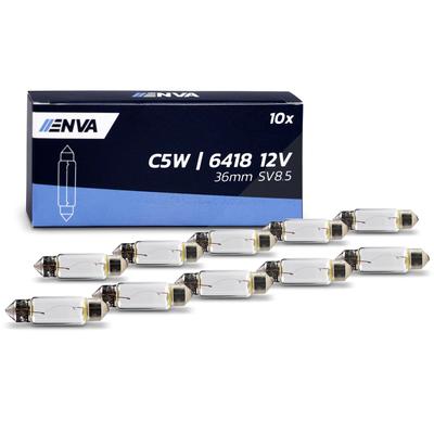 Enva Glühlampe Soffitte C5W 36mm 5W 12V - 10 Stück [Hersteller-Nr. 40843113] für Mini, Land Rover, Lexus, Iveco, Fiat, Opel, Daewoo, Ford, Chevrolet,