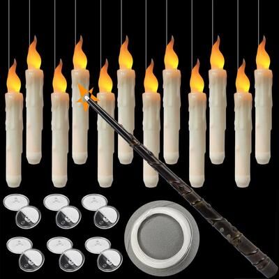 Inspired Living Magic Floating LED Candles With Wand Remote Flameless Flickering Hanging Decor magic Control