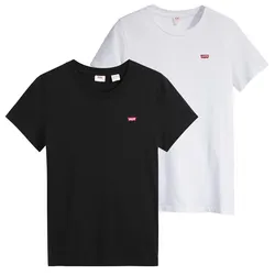 Levi's Damen T-Shirt, 2er Pack - Perfect Tee, Rundhals, Baumwolle Schwarz/Weiß / M