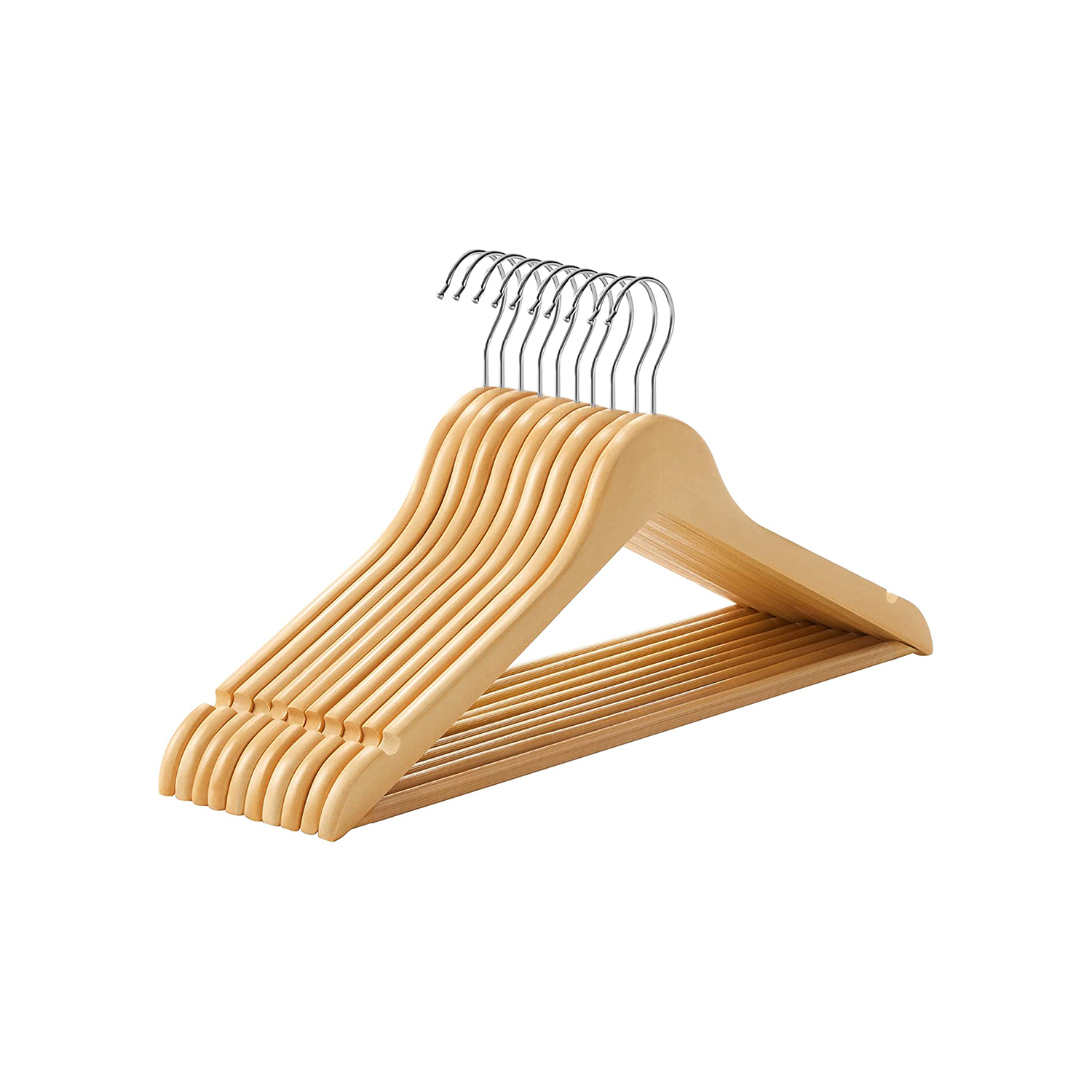 SONGMICS Kleiderbügel Ahornholz 10 Stück CRW001-10