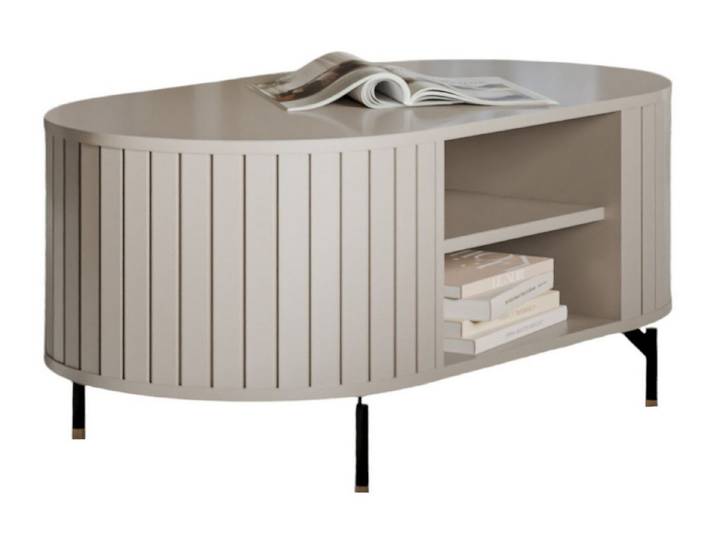 Compleo Couchtisch mit Ablagefach, Tee Tisch, Glamour design, Lamellen optik MODERNO