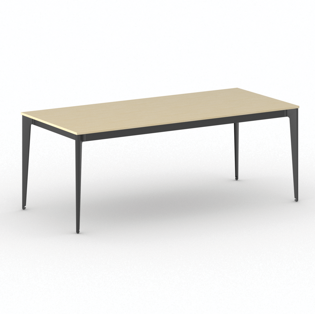 B2B Partner Bürotisch PRIMO ACTION 200x90 cm, schwarzes Metallgestell, Birke