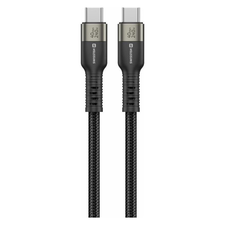 Swissten Data Video Cable USB 4.0, USB-C 240w, 8k@60hz, 40 GB/S, TB3 & TB4, 1,5 M - Black (1.50 m, 240 W) (72501204)