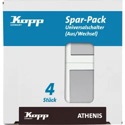 Kopp 589647058 ATHENIS - Profi-Pack: 4 Universalschalter (Aus-/Wechsel), Farbe: stahl