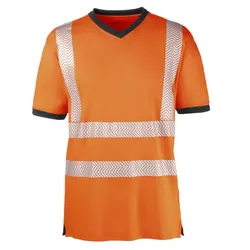 Warnschutz T-Shirt "MIAMI" UV-Schutz - 6XL - orange/grau