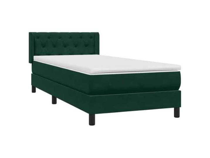 hliofuir Boxspringbett 80x220 cm mit Matratze & Topper Samt Dunkelgrün Komplettes Einzelbett fürs Schlafzimmer mit höhenverstellbarem Kopfteil, punktelastischer Matratze und waschbarem Topper.