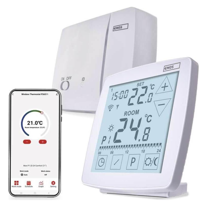 Emos GoSmart Raumthermostat P56S11 mit WiFi, programmierbar, kabellos (62615386)