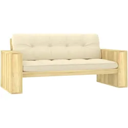 Helloshop26 - Gartenbank Terrassenmöbel mit cremefarbenen Kissen 179 x 76 x 76 cm imprägniertes Kiefernholz 02_0011628