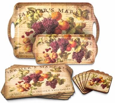 "Pimpernel Cork Placemat Coaster Tray Set - 1"" H x 4"" L x 4"" W"