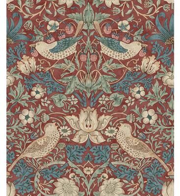 Morris & Co. Strawberry Thief Madder Peel and Stick Wallpaper