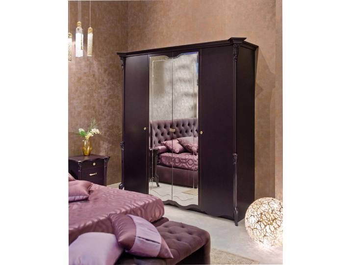 JVmoebel Kleiderschrank Eleganter Schrank mit Spiegel in Lila – Italienisches Holzdesign (1-St) Made in Italy