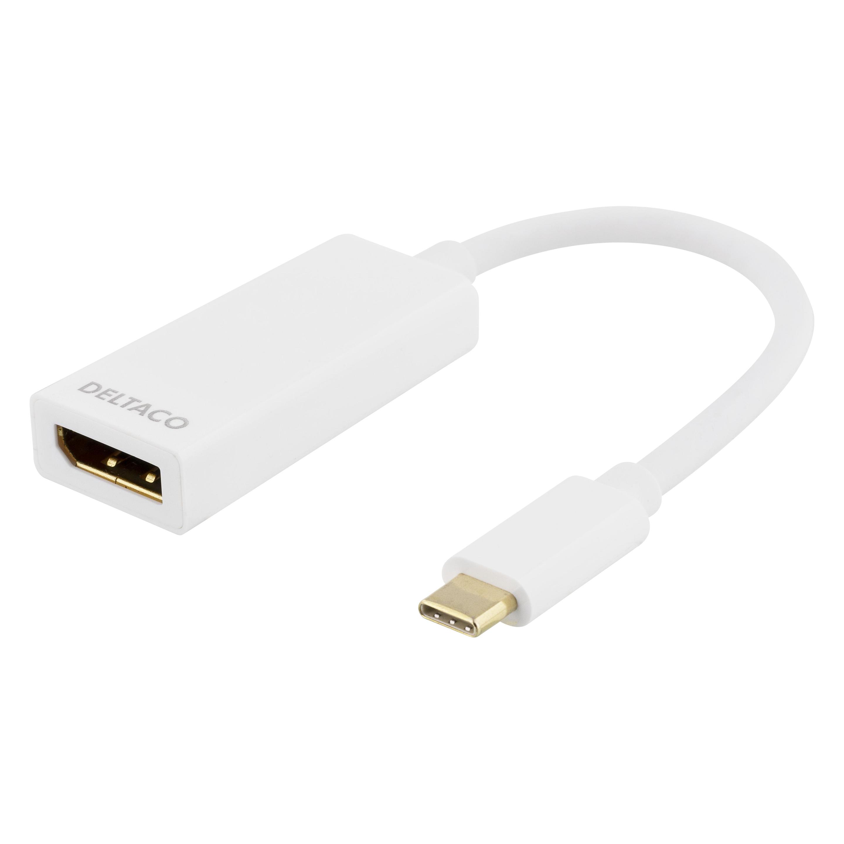 Deltaco USBC-DP1 video cable adapter USB Type-C DisplayPort White (DisplayPort) (USBC-DP1)