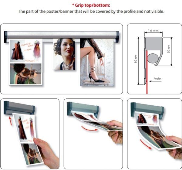 DSI Memo Rail Plakatophæng, 75 Cm