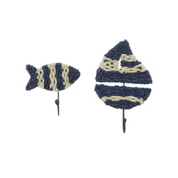 HOME STORY Wandhaken Fisch  2er Set   ¦ blau ¦ Papier,Metall ¦ Maße (cm): B: 12,5 H: 20,5 T: 4.0