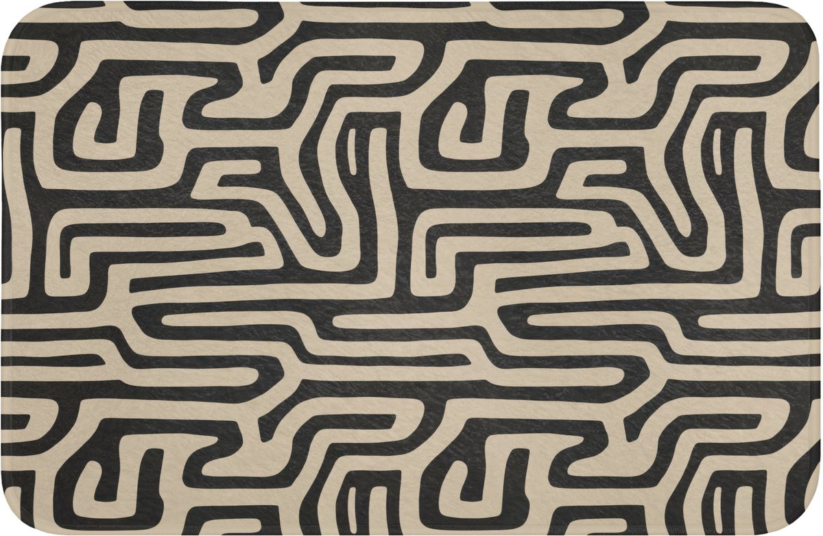 Antislip WC mat met grafisch lijnenpatroon in zwart, 60 x 40 cm