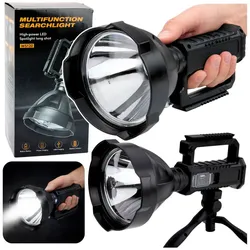 Große LED-Taschenlampe mit Stativ, Suchscheinwerfer W5120 und Powerbank, 31 cm