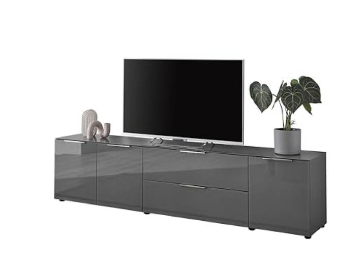 SANTORIN TV-Lowboard TV-Board in Anthrazit TV-Schrank Fernseher bis 77 Zoll